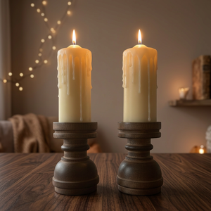 Candelabro de Madera de Mango Rústico Resistente al Calor, en Forma de Cilindro, Hecho a Mano, Centro de Mesa para Decoración del Hogar, Bodas, Hoteles y Restaurantes - Product Image 3