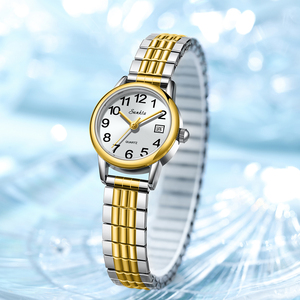 <span class=keywords><strong>Orologio</strong></span> LIGE ST6724 con Numeri Arabi per Donne, Calendario Classico, Facile da Leggere, Quadrante <span class=keywords><strong>Bianco</strong></span> 25mm, Cinturino Elastico Bicolore in Acciaio, Confezione Regalo - Product Image 4