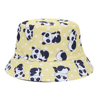 Lindo Sombrero de Pescador con Estampado de Panda de Puntos, Sombrero para el Sol con Estampado de Animal de Dibujos Animados en Azul Claro, Gorra Casual para Playa y Aire Libre para Mujeres, Hombres y Adolescentes