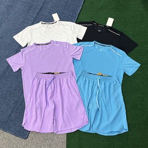 Vente en gros de t-shirts et shorts de sport pour hommes de haute qualité, respirants et à séchage rapide, tenues de fitness, vêtements de football, ensembles de sport à manches courtes - Product Image 1