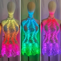 Jupe lumineuse LED blanche colorée, robe lumineuse tendance, tenue scintillante sexy pour soirée, club, mariage, soirée dansante, accessoires de rave