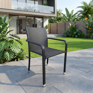 Fauteuil de jardin en rotin tressé moderne de qualité supérieure, imperméable, KD, pour intérieur/extérieur, balcon, toutes saisons - Product Image 5