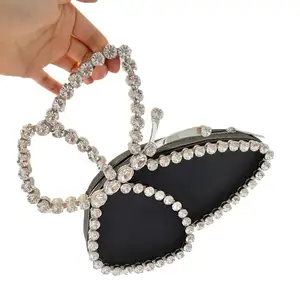 Bolsos de mano con forma de mariposa y diamantes de imitación para mujer, bolsas de mano de lujo, novedad