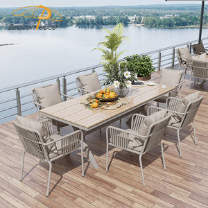 Table <span class=keywords><strong>de</strong></span> jardin extérieure imperméable, mobilier <span class=keywords><strong>de</strong></span> restaurant, patio, structure en aluminium, table à manger en bois <span class=keywords><strong>plastique</strong></span> - Product Image 5
