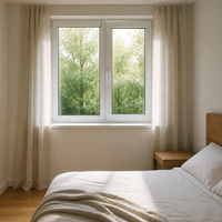 Nouvelle fenêtre à battant en PVC à double vitrage blanc, insonorisée et hermétique, avec verre trempé certifié CE pour chambre d'hôtel