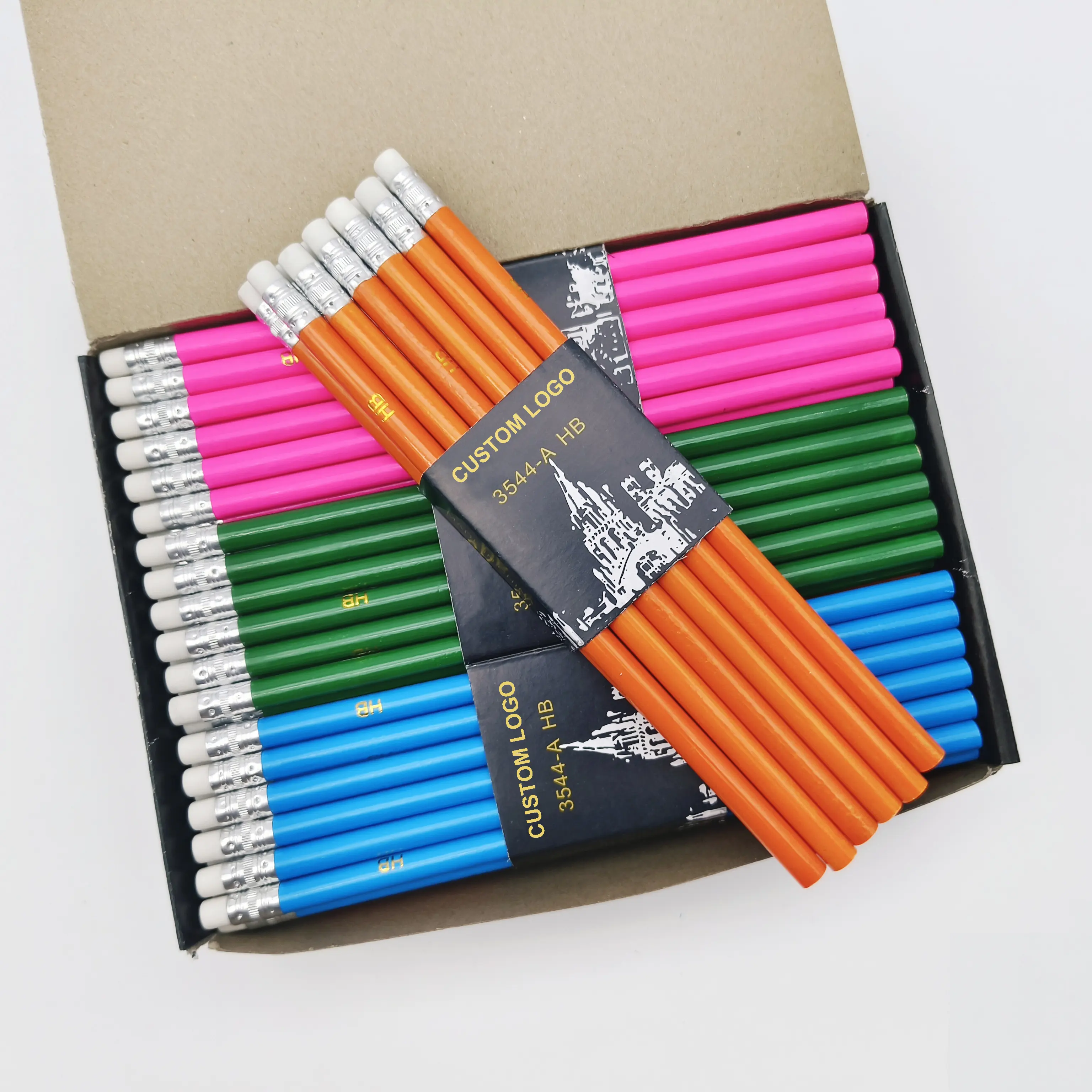 Factory Wholesale Promotional HB pencils for School and Work Stationery OEM Logo and package