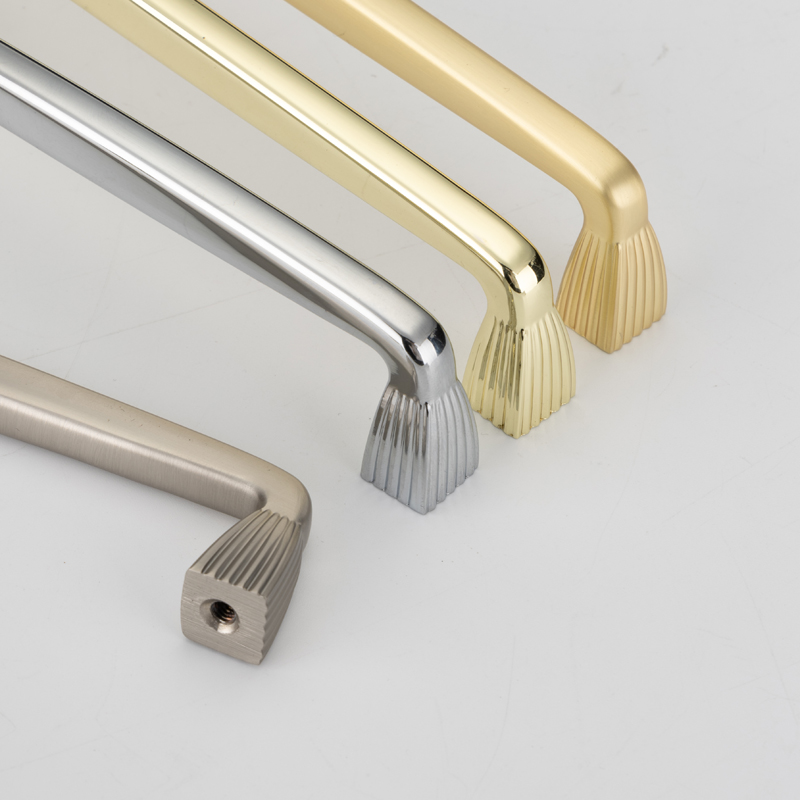 Textured End Cabinet Pulls Handles Modern Zinc Alloy Multiple Sizes 64-320 Brushed Gold Chrome Silver Kitchen Drawer Handle