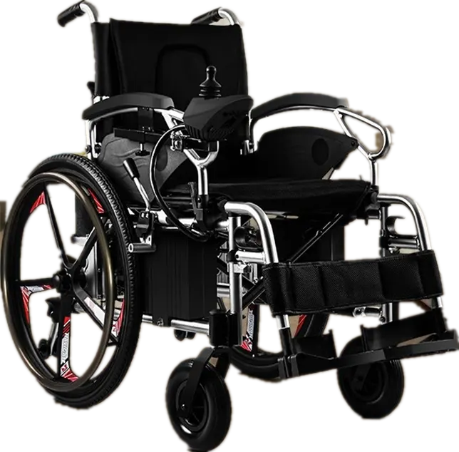 ציוד בריאות ממונע כיסא גלגלים חשמלי מתקפל חשמלי עם גלגל רחב מוצק