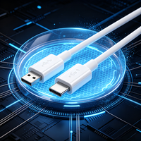 Kabel Pengisian Daya USB C Ke USB C Bahan Paduan Seng, Kabel Sinkronisasi Data Kecepatan Tinggi Untuk Laptop, Smartphone, Tablet