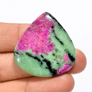 100% ทับทิมธรรมชาติ zoisite รูปหัวใจ Cabochon พลอย62ตัน34X32X5มม. IK-264ตุ้มห้อยทำแหวนอัญมณี - Product Image 2