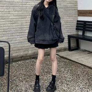 Chaqueta <span class=keywords><strong>vaquera</strong></span> holgada con capucha <span class=keywords><strong>H</strong></span>-02512, cuello abotonado, acabado lavado y bolsillos - Product Image 3