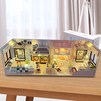 Kit de maison de poupée en bois Hamaileon DIY, chambre à coucher avec piano, bleu, kit de maison miniature DIY avec lumière LED, housse anti-poussière, décoration, cadeau pour adultes