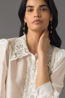 Oem personnalisé de haute qualité en dentelle, col rabattu, manches longues, boutons, organdi, nouveau design, chemisier pour femmes, hauts de chemise