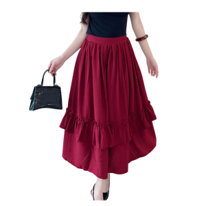 Jupe longue texturée fluide pour femme, taille haute, à volants étagés, coupe trapèze, vente en gros OEM ODM, fabricant vietnamien - Product Image 1
