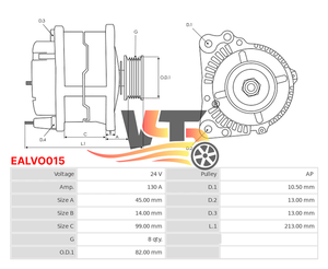 EALVO015 nuovo generatore automatico per camion VOLVO FH440/400/480 130A alternatore Auto 21401675 20181289 21401674 21401682 2140182 - Product Image 6