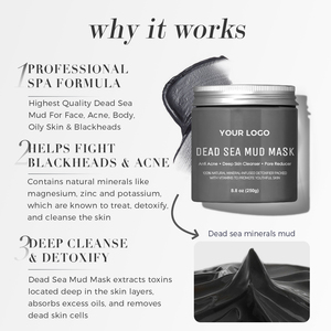 Lodo de limpieza Facial con ácido hialurónico antienvejecimiento ARTMISS, Etiqueta Privada, nutritivo, hidratante, arcilla negra del Mar Muerto, cara magnética - Product Image 3