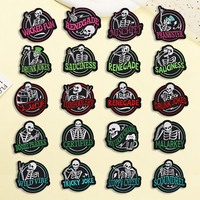 Patchs thermocollants ronds mixtes avec slogan tête de mort, texte drôle squelette, applique thermoscellable pour veste de moto, chapeau, décoration DIY