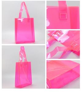 Customized Colorful Laser Clothing Storage Bag clear Transparent Waterproof PVC <b>Tote</b> Gift Women Shopping Bag with Handles - Product Image 6