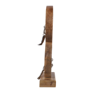 Scultura con due cerchi di legno e figure in metallo per decorazione d'interni - Product Image 5