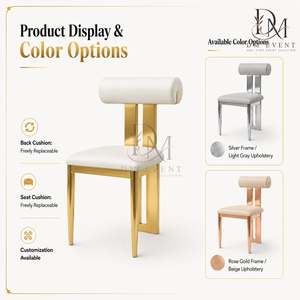 Gold Minimal T Back Stainless Steel Event Dining Chair with <b>White</b> <b>Cushion</b> for Hotel and Wedding Projects Wholesale Seating - Product Image 5