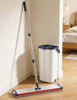 Juego de Mopa Plana Grande y Cubeta - Mopa de Microfibra Autolimpiable sin Necesidad de Usar las Manos para Limpiar Pisos de Madera, Azulejos y Laminados