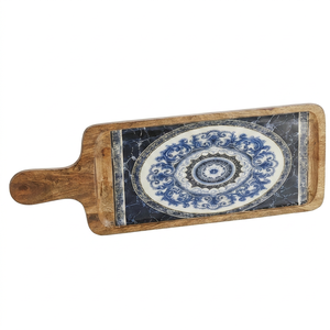 Plateau de service rectangulaire en bois peint à la main, design moderne et luxueux, pour présentation de plats et décoration de table - Product Image 1