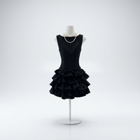 Robe Mini en Soie avec Nœud pour Femme, Nouveau Style Boutique, Tissu Uni Noir, Tenue de Soirée, Fournisseur Direct d'Usine OEM, Faible MOQ 2 PIÈCES