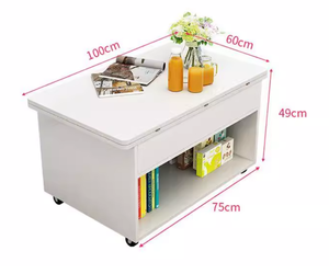 Lujosa <span class=keywords><strong>mesa</strong></span> de <span class=keywords><strong>centro</strong></span> de elevación ajustable plegable de <span class=keywords><strong>estilo</strong></span> nórdico, muebles de sala de estar de madera multifuncionales modernos - Product Image 5