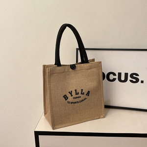 กระเป๋าผ้าลินินขนาดใหญ่ พร้อมโลโก้สั่งทำ กระเป๋าพับเก็บได้ สำหรับผู้หญิง ใช้ในสำนักงานและช้อปปิ้ง ขายส่ง พับได้ - Product Image 5