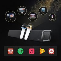 BESTISAN SK03 Texture en bois personnalisée 50W haut-parleur de fête de karaoké portable avec télécommande barres de son de cabine bleue sans fil