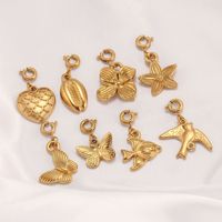 Pendentif DIY en Acier Inoxydable 316L Plaqué Or 18K pour Filles Libellule Cheval Insecte Fleur Série Collier Zircon Bijoux à la Mode