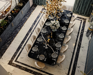 <span class=keywords><strong>Tavolo</strong></span> da pranzo in <span class=keywords><strong>marmo</strong></span> <span class=keywords><strong>nero</strong></span> più venduto 14 posti mobili per sala da pranzo in metallo set di sedie da pranzo in metallo trapuntato - Product Image 1