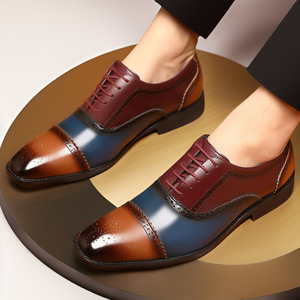Nuevos Zapatos de Cuero Hechos a Mano con Patrón de Grano de Vaca para Hombre, Zapatos Oxford Formales de Negocios con Punta Cuadrada y Función Antideslizante - Product Image 3