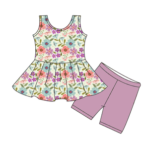 Nouvelle <span class=keywords><strong>tenue</strong></span> décontractée pour enfants à la mode : ensemble haut sans manches à volants et short pour bébés filles, ensemble en tissu de soie de lait - Product Image 6