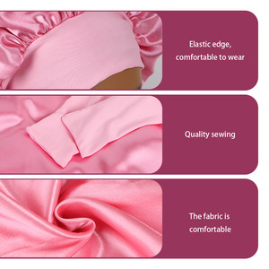 قبعة نوم واسعة من SOLPOP مع شريط مطاطي أحادي الطبقة وربطة طويلة للشعر المجعد، مناسبة للعناية بالشعر ليلاً - Product Image 4