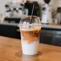 Gobelets en plastique personnalisés avec logo imprimé, avec couvercles et pailles, 500 ml/700 ml, gobelets jetables en PET transparent de qualité alimentaire pour café, bubble tea et boissons