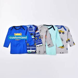 Lot de 5 t-shirts personnalisés multicolores confortables à manches longues pour garçons et filles, vêtements pour tout-petits, t-shirt en coton blanc pour bébé - Product Image 2