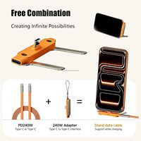 Câble de données détachable 240W avec support invisible pliable pour bureau et chargeur à rotation 360° °   Support invisible