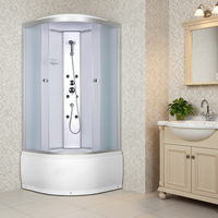 Cabine de douche intégrée avec baignoire, design moderne, porte coulissante, cadre en aluminium, receveur carré, montage au sol, facile à nettoyer, salle de bain