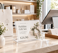 Support de table en acrylique en forme de L, porte-étiquette de prix transparent en acrylique, présentoir de menu de bureau pour restaurant, commerce de détail