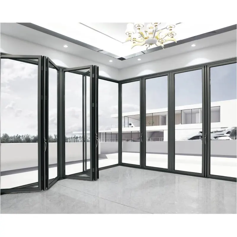 Doors Glass Curtain Terrace Sliding Aluminum Doors Interior Partition Wall Aluminium Folding Foldable Stainless Steel Modern