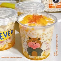 Vasos Desechables de Plástico PP de Calibre 98 con Diseño para Té con Leche, Jugos de Frutas, Café y Bebidas Frías - 500/Caja