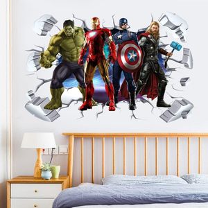 Decoración de pared de dibujos animados para niños, <span class=keywords><strong>pegatinas</strong></span> de vinilo autoadhesivas, <span class=keywords><strong>pegatinas</strong></span> de pared de superhéroes extraíbles, calcomanías para habitación de niños - Product Image 4