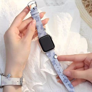 Correa de Reloj de Cuero Genuino con Estampado Floral para Mujer, Compatible con <span class=keywords><strong>Apple</strong></span> <span class=keywords><strong>Watch</strong></span> Ultra/Ultra 2 49mm / <span class=keywords><strong>SE</strong></span> / <span class=keywords><strong>SE</strong></span> (<span class=keywords><strong>2022</strong></span>/2023) 44mm - Product Image 3