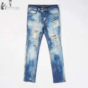 Personalizado Homens Jeans moda angustiado jeans skinny slim fit jeans homens
