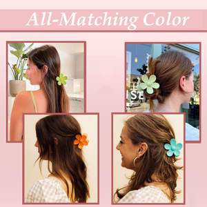 Nouvelles pinces à cheveux colorées en forme de fleur pour la plage et les vacances, pinces à cheveux en caoutchouc peint pour femme, accessoires pour cheveux, pince à fleurs - Product Image 5