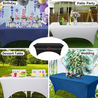 Nappe élastique personnalisée 4 pieds 6 pieds 8 pieds nappe en tissu de flanelle pour la publicité de salon commercial fête d'anniversaire