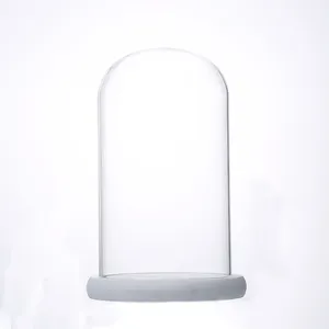 Glass Cake Cover Transparent Dust Glass Dome with White Wood base for Cake Dessert Wedding Raymond
