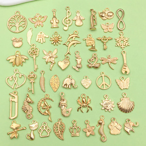 Mixed 51Kc Gold Pendant Charms DIY Jewelry Accessories Various Shapes For <b>Bracelet</b> Necklace Making - Product Image 1