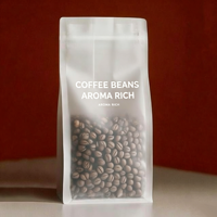Sac d'emballage pour grains de café personnalisé, imprimé, recyclable, compostable, mat, transparent, givré, à fond plat, avec valve et fermeture éclair